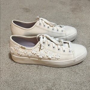 Keds for Kate Spade Women's Cream Floral Embroidered Sneakers